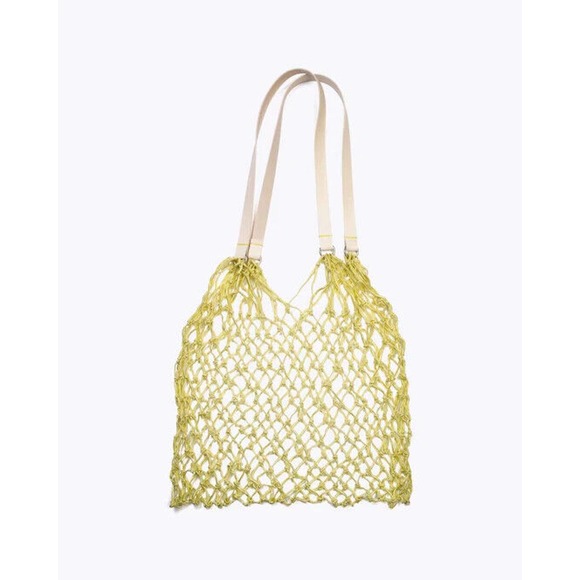 MerSea Handbags - MER SEA Sun Net Bag Boho Knit Crochet Wide Open Weave Purse Tote Yellow Mersea